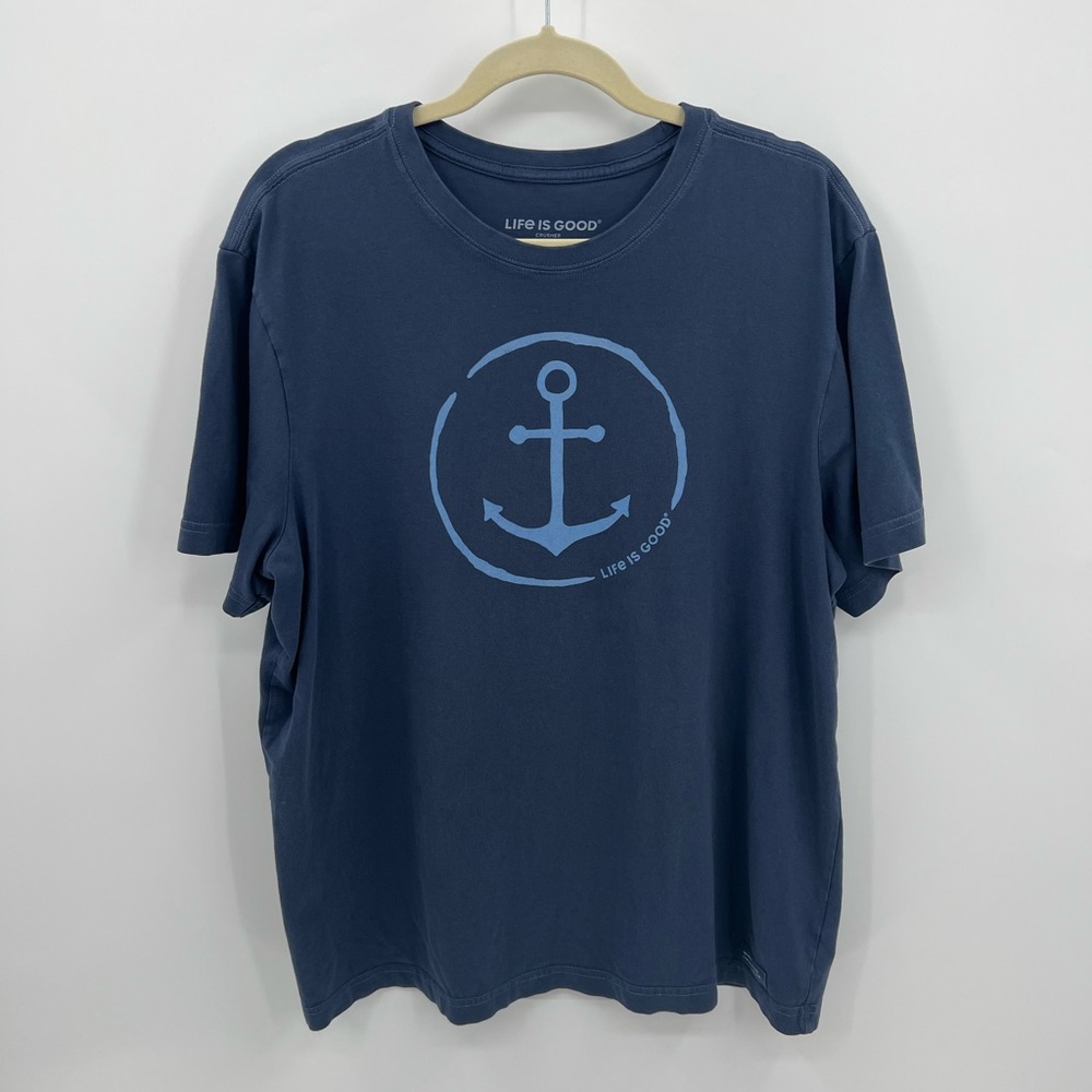 Life is Good blue anchor crusher tee